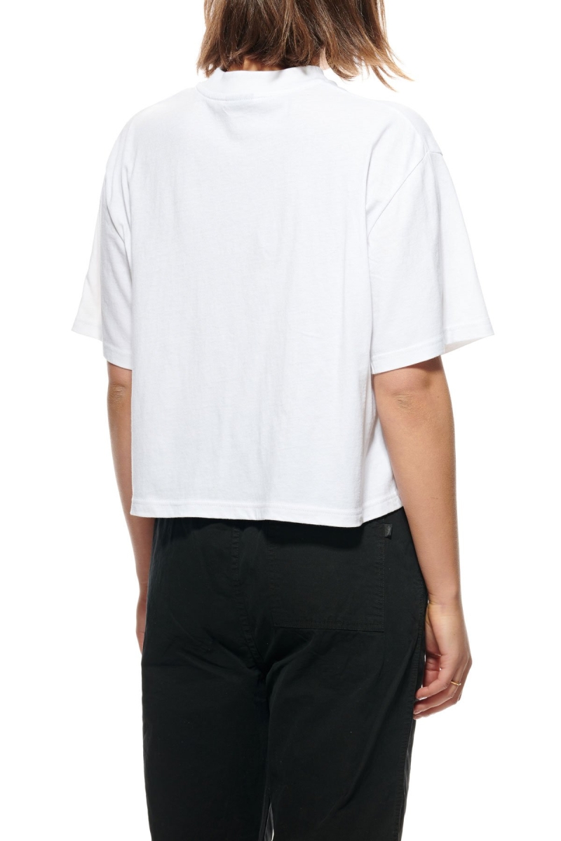 White Stussy Designs Pocket Boxy Women's T Shirts | USA000151