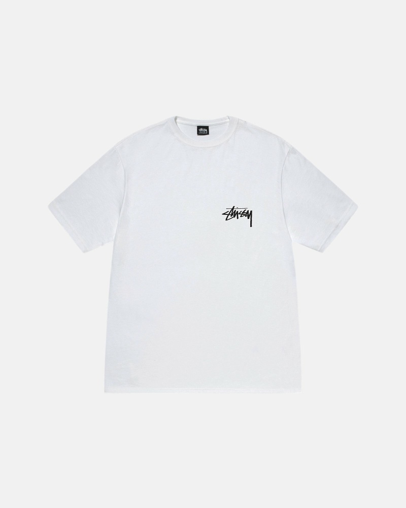 White Stussy Diced Out Men's T Shirts | USA000159