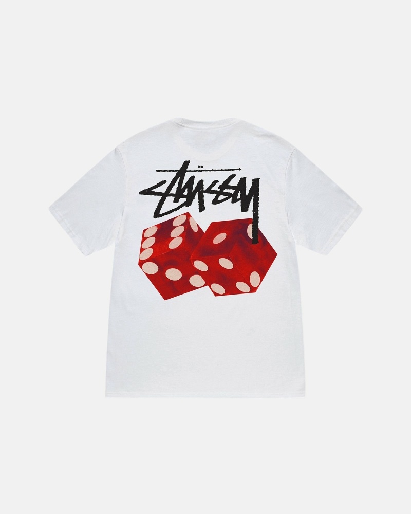 White Stussy Diced Out Men\'s T Shirts | USA000159