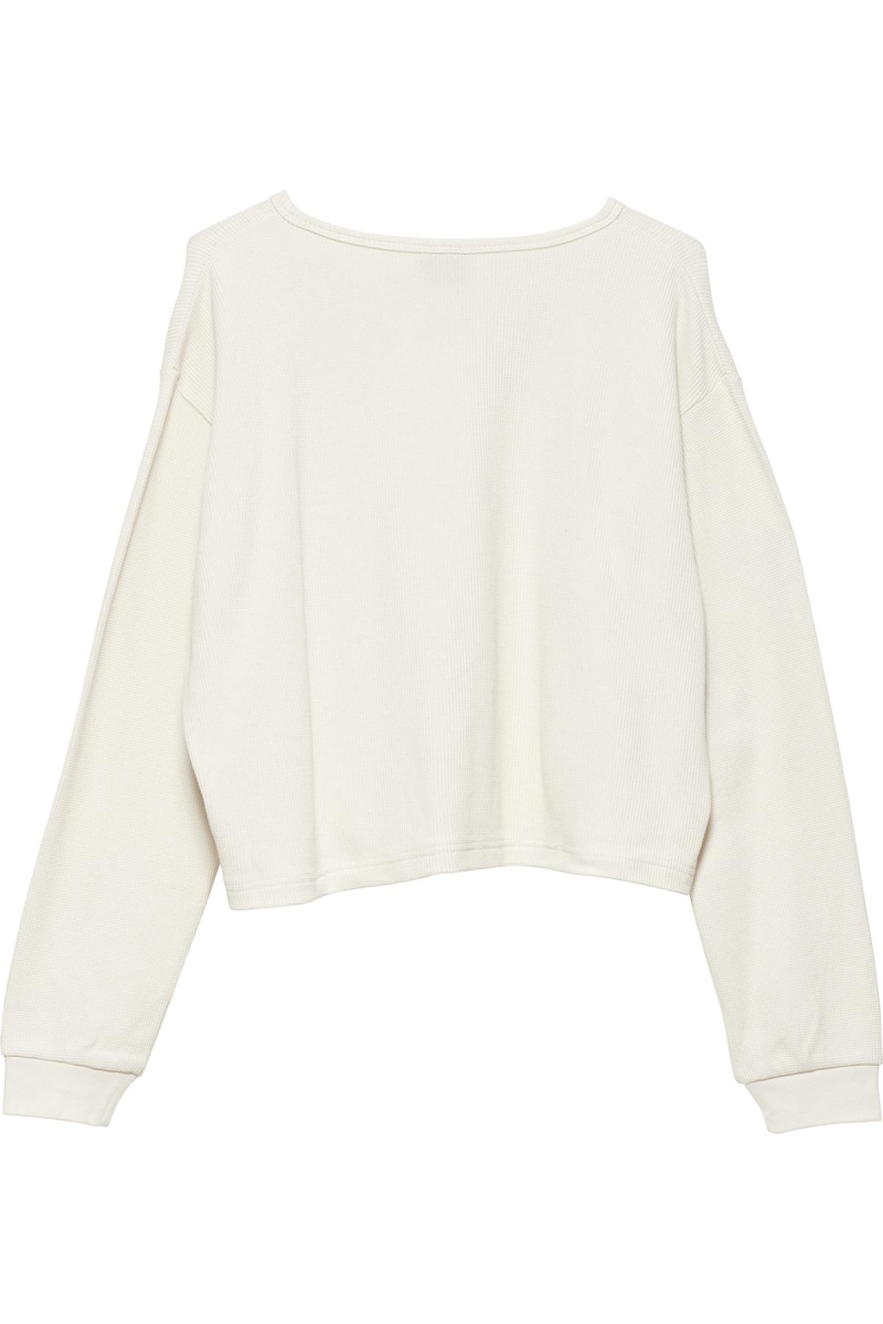 White Stussy Dylan Waffle Henley Women's Sweatshirts | USA000917