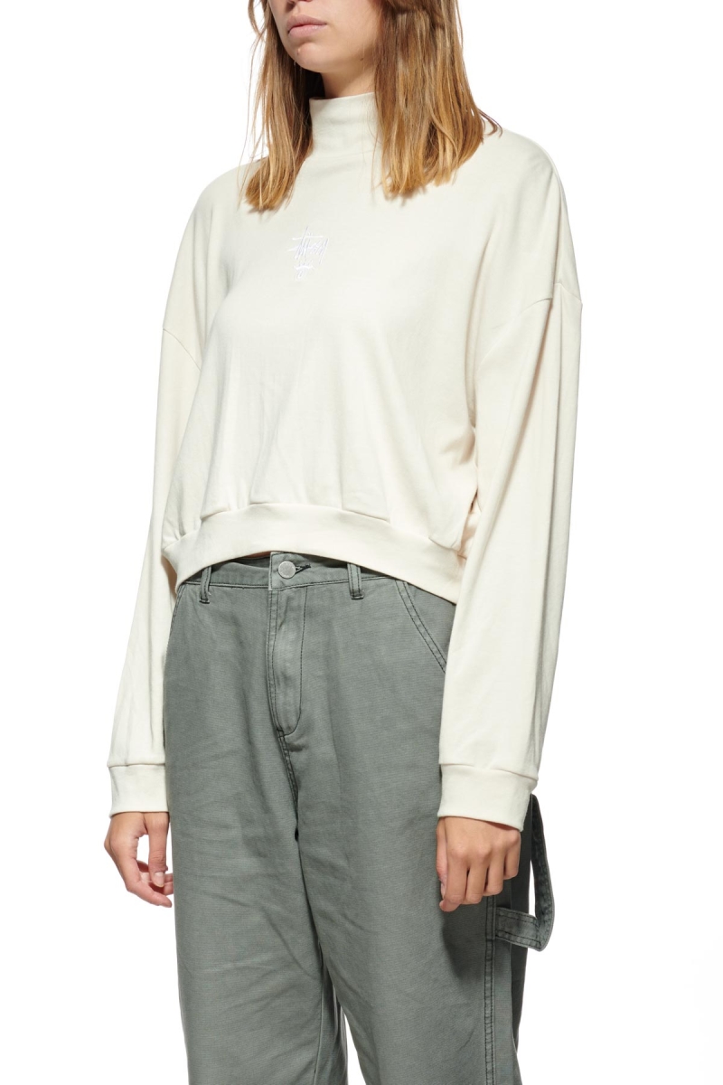 White Stussy Ellen Rib Turtleneck Women's Sweatshirts | USA000918