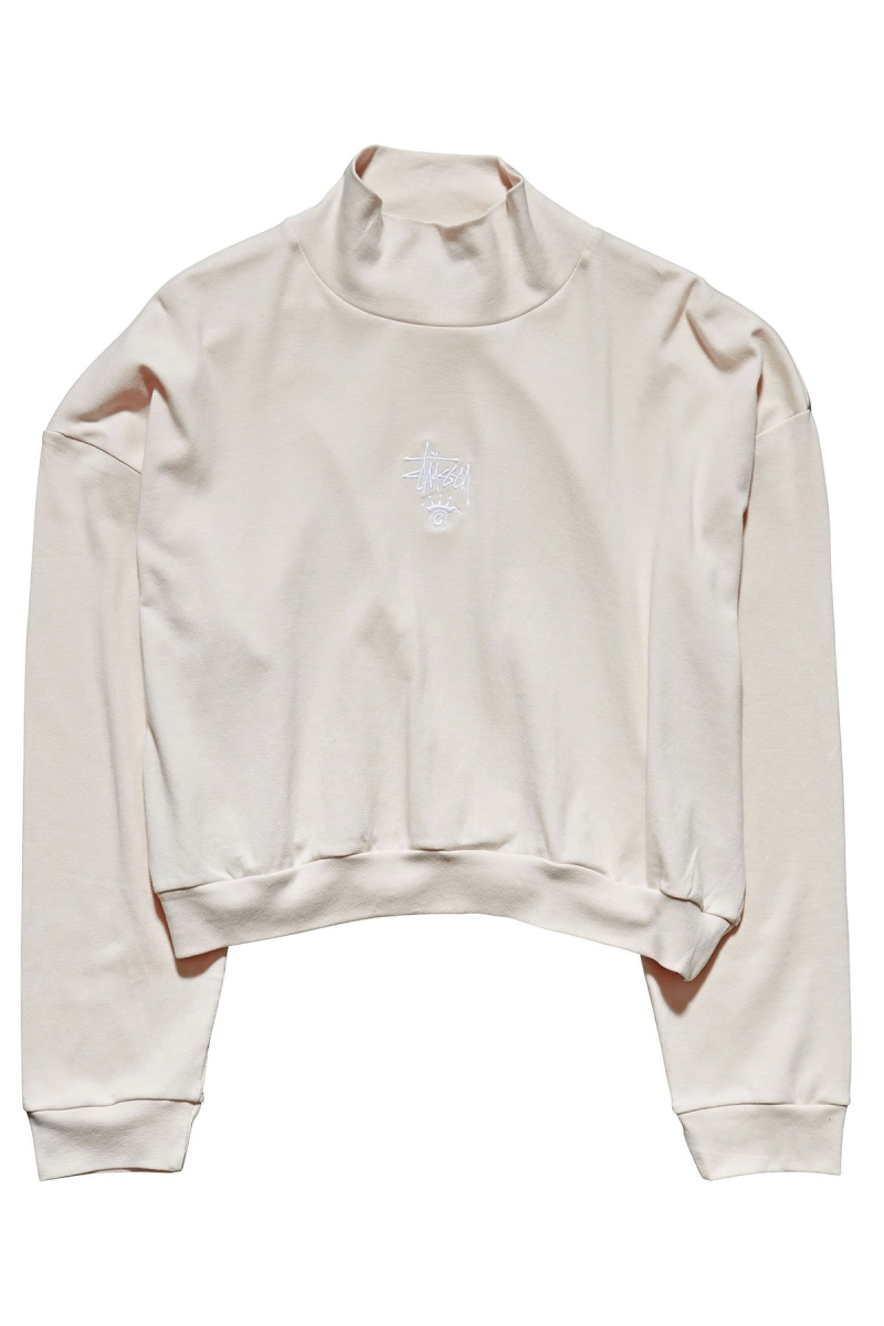 White Stussy Ellen Rib Turtleneck Women\'s Sweatshirts | USA000918