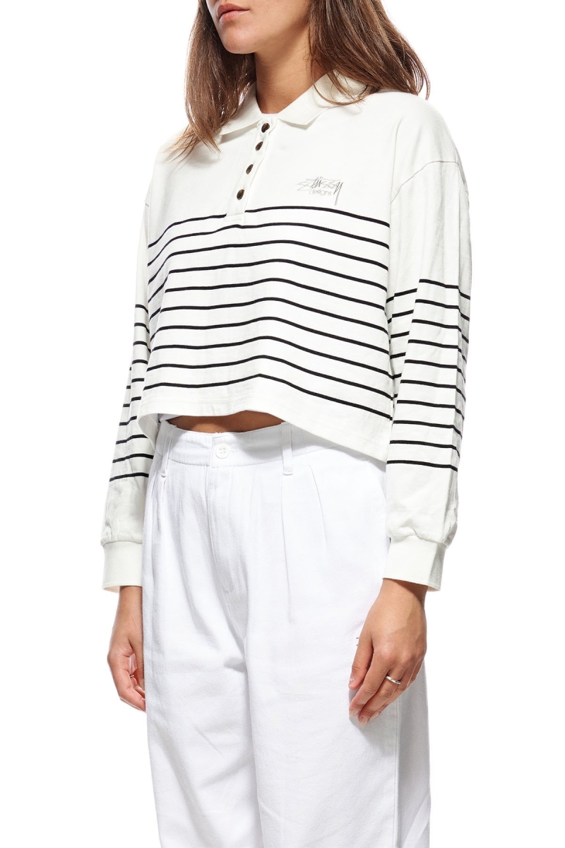 White Stussy Emerson Stripe Rugby Women's Shirts | USA000306