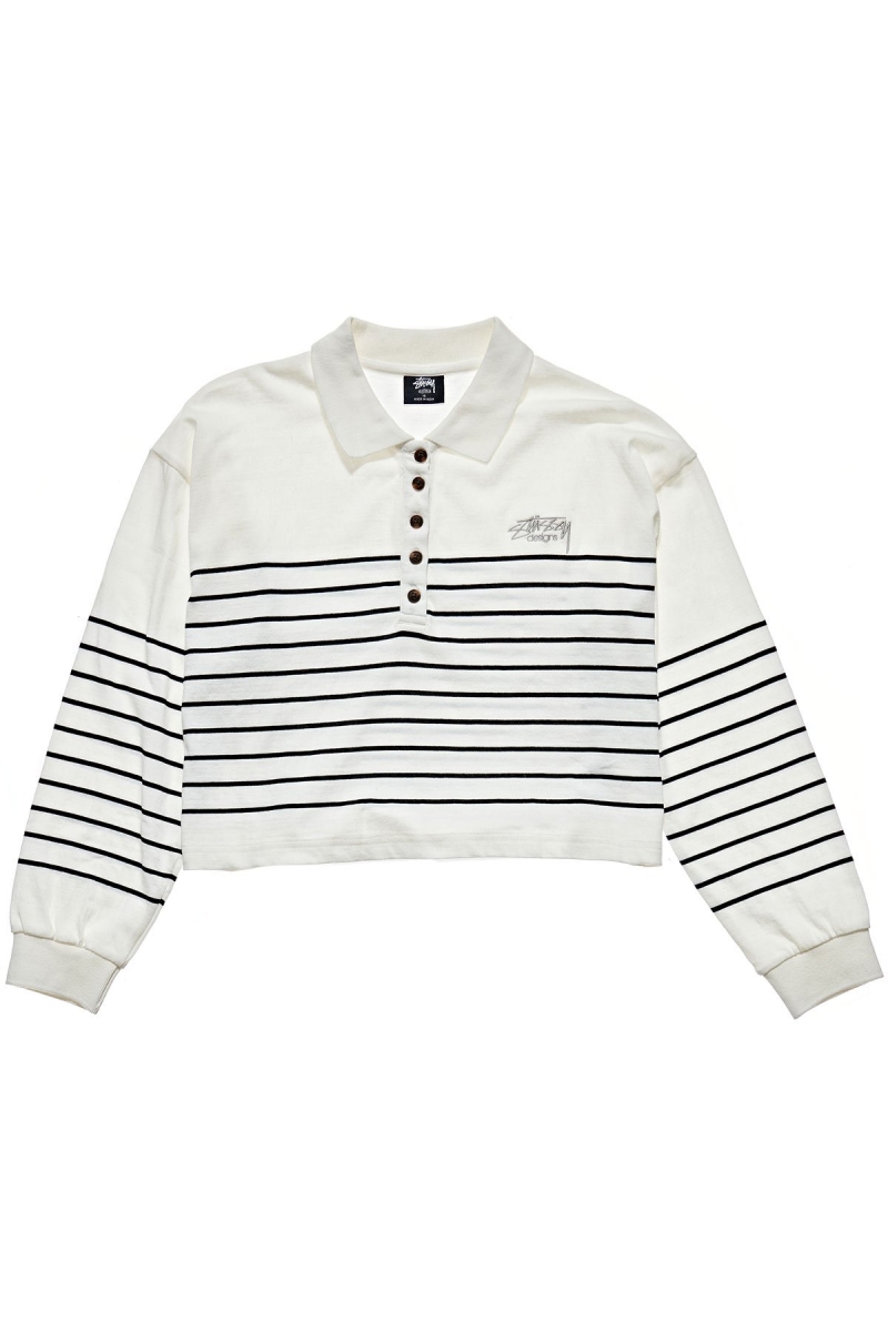 White Stussy Emerson Stripe Rugby Women\'s Shirts | USA000306