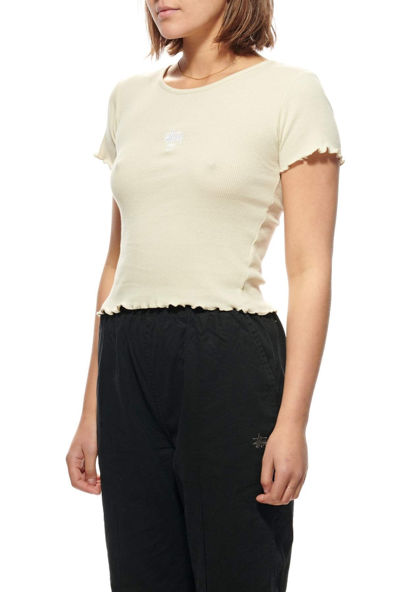 White Stussy Fairmont Fluted Women's T Shirts | USA000167