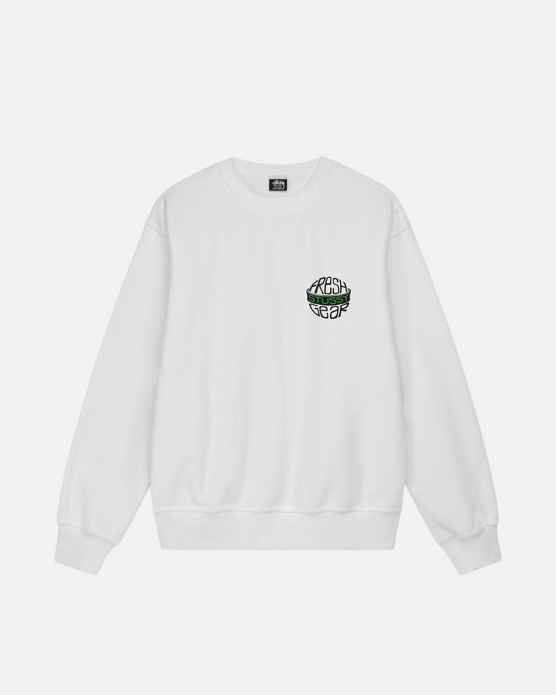 White Stussy Fresh Gear Crew Men's Hoodies | USA000041