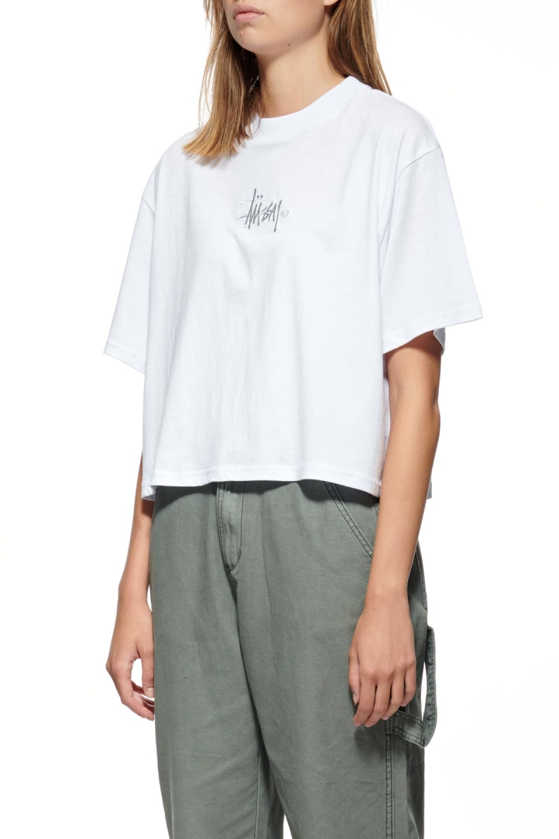 White Stussy Graffiti Boxy Women's T Shirts | USA000176