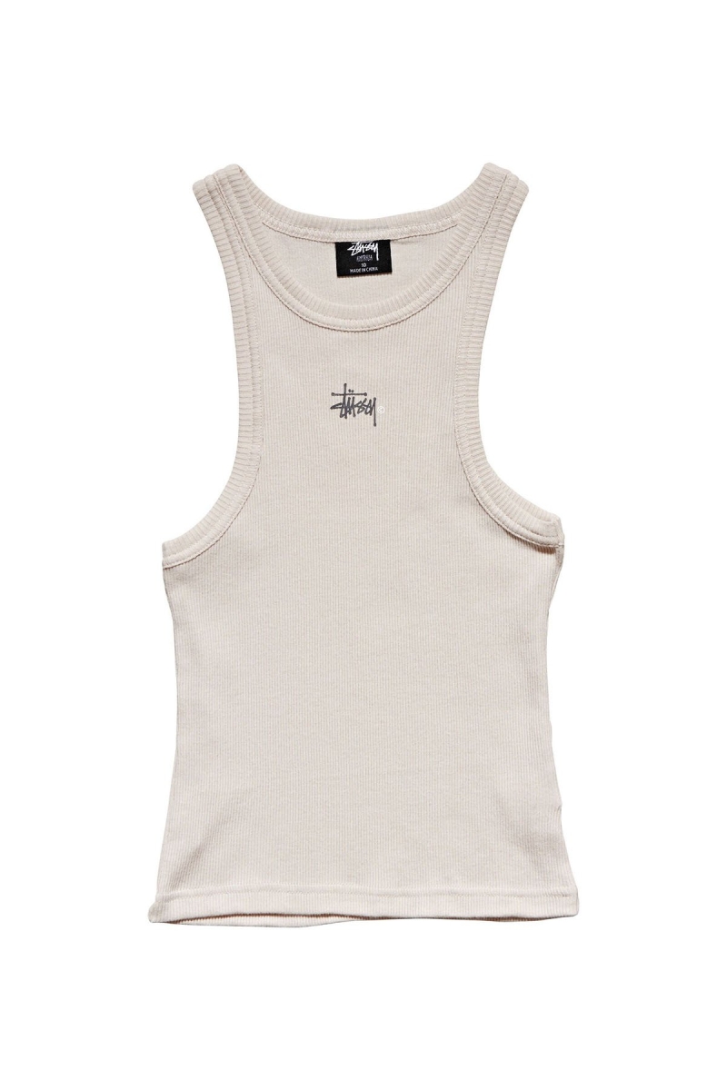 White Stussy Graffiti Rib Cutaway Women\'s Tanks | USA000965