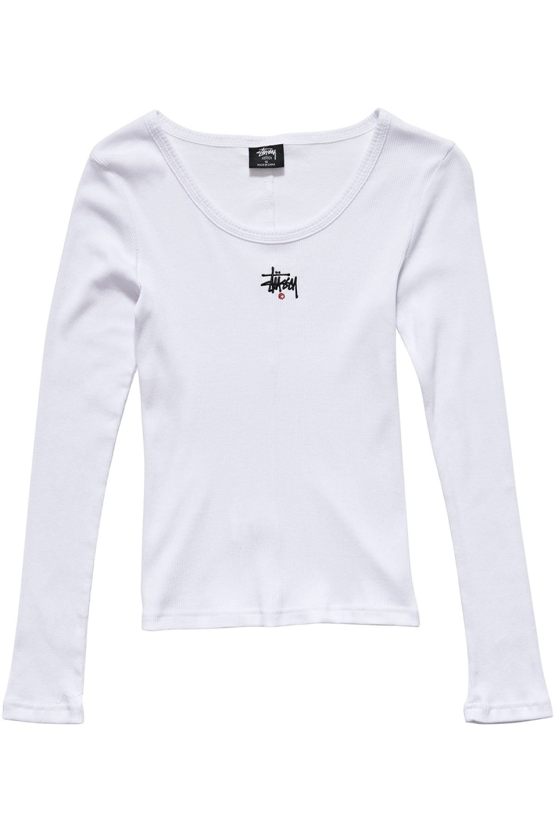 White Stussy Graffiti Rib LS Women\'s Sweatshirts | USA000924