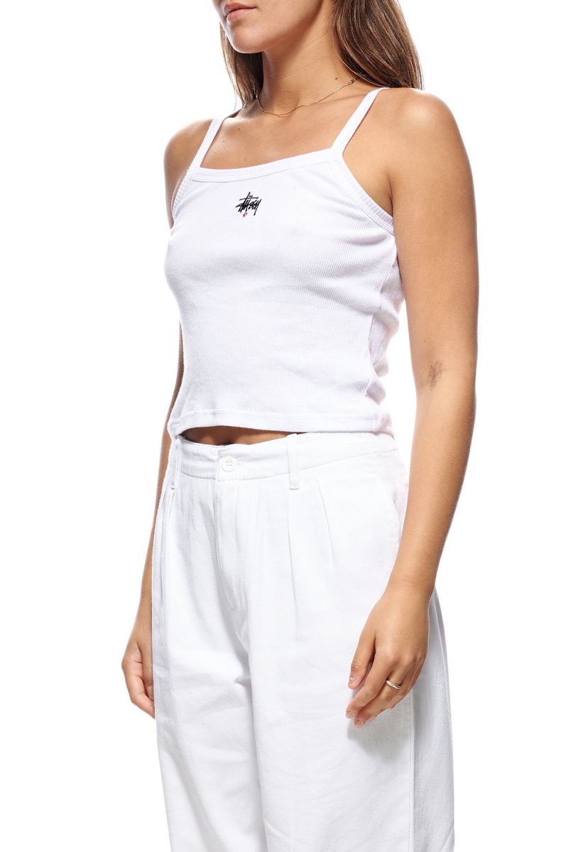 White Stussy Graffiti Rib Women's Singlets | USA000718