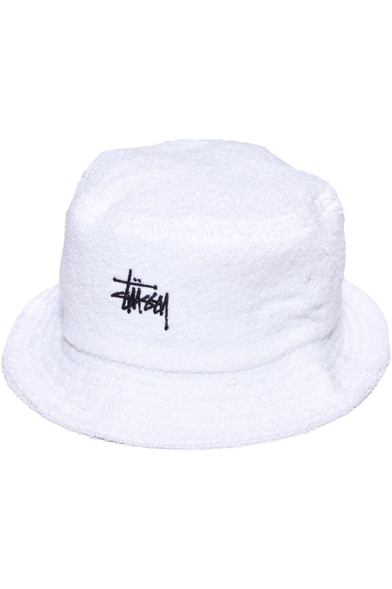 White Stussy Graffiti Terry Bucket Men\'s Hats | USA000461