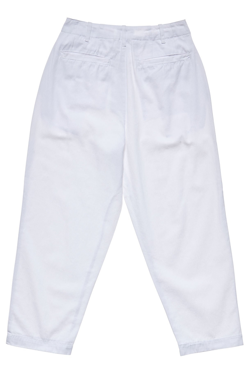 White Stussy Harlan Cropped Pleat Women's Pants | USA000558