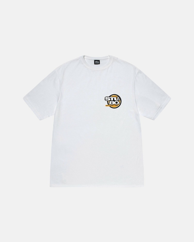 White Stussy Hot 80 Men's T Shirts | USA000215