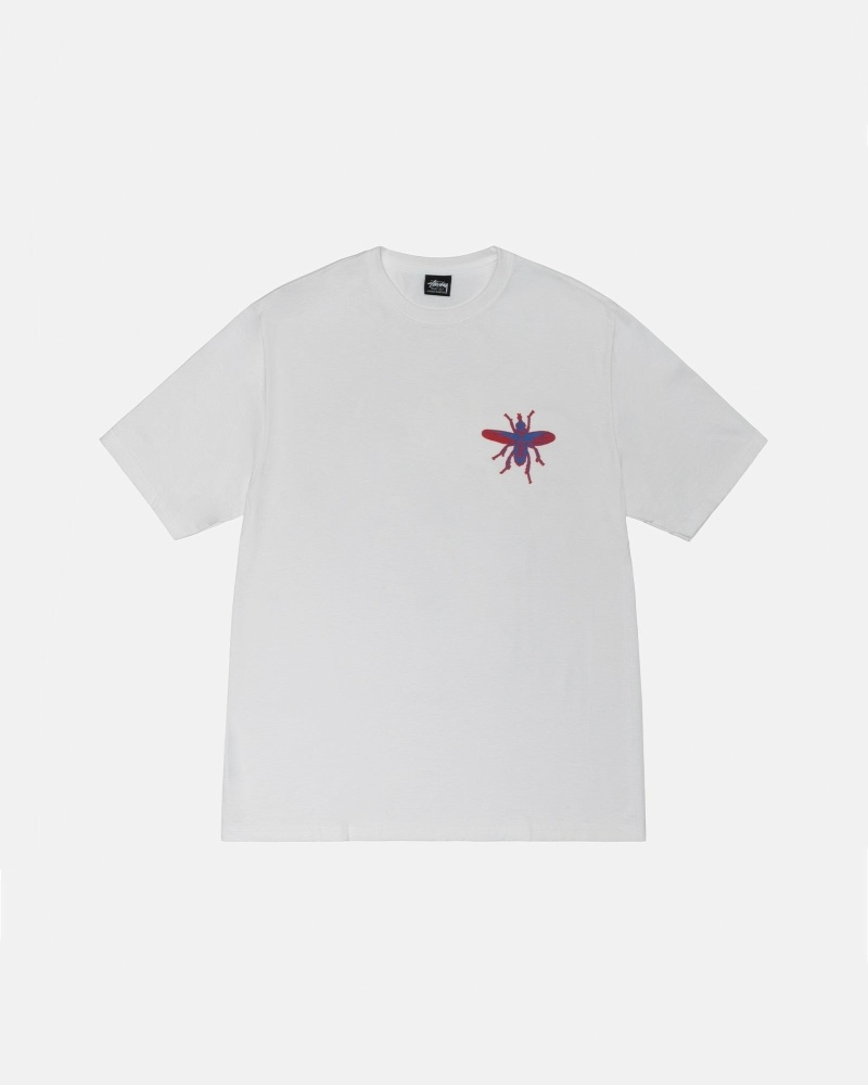 White Stussy Housefly Men's T Shirts | USA000219