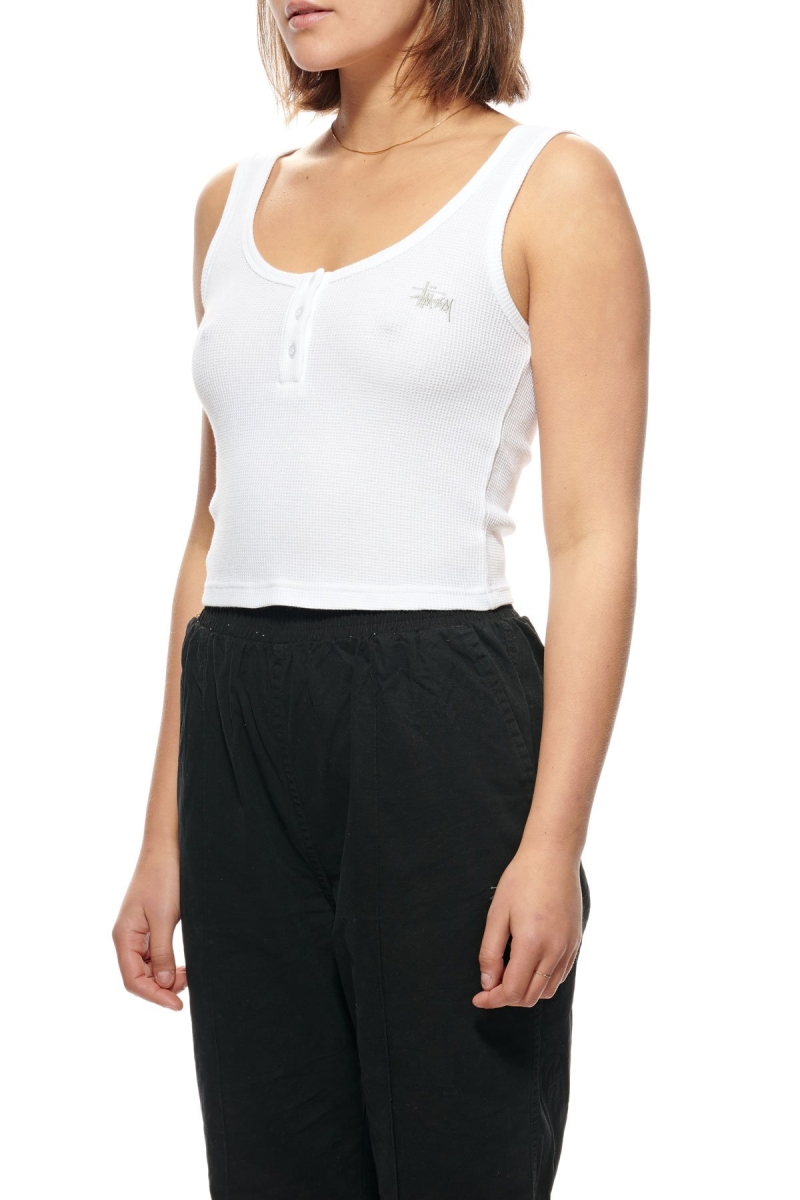 White Stussy Hunt Waffle Women's Singlets | USA000719