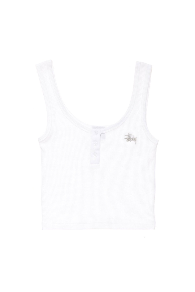 White Stussy Hunt Waffle Women\'s Singlets | USA000719