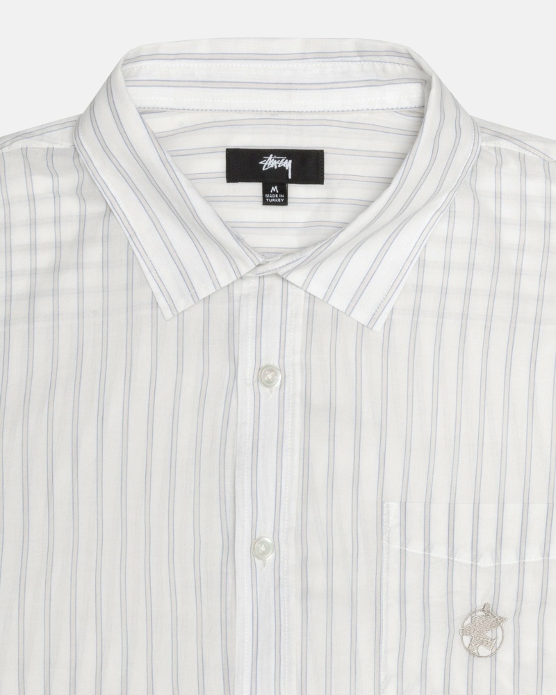 White Stussy Lightweight Classic Men's Shirts | USA000318