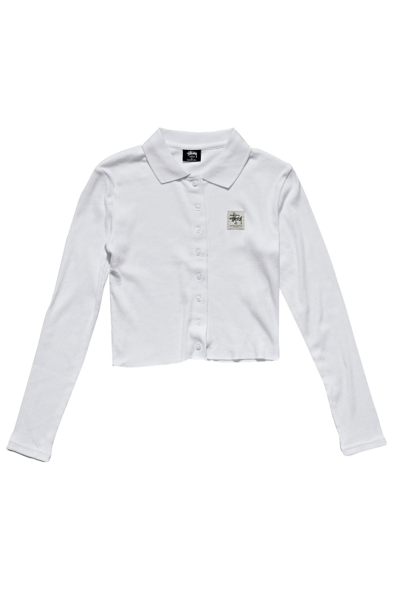 White Stussy Markham Rib LS Women\'s Shirts | USA000321