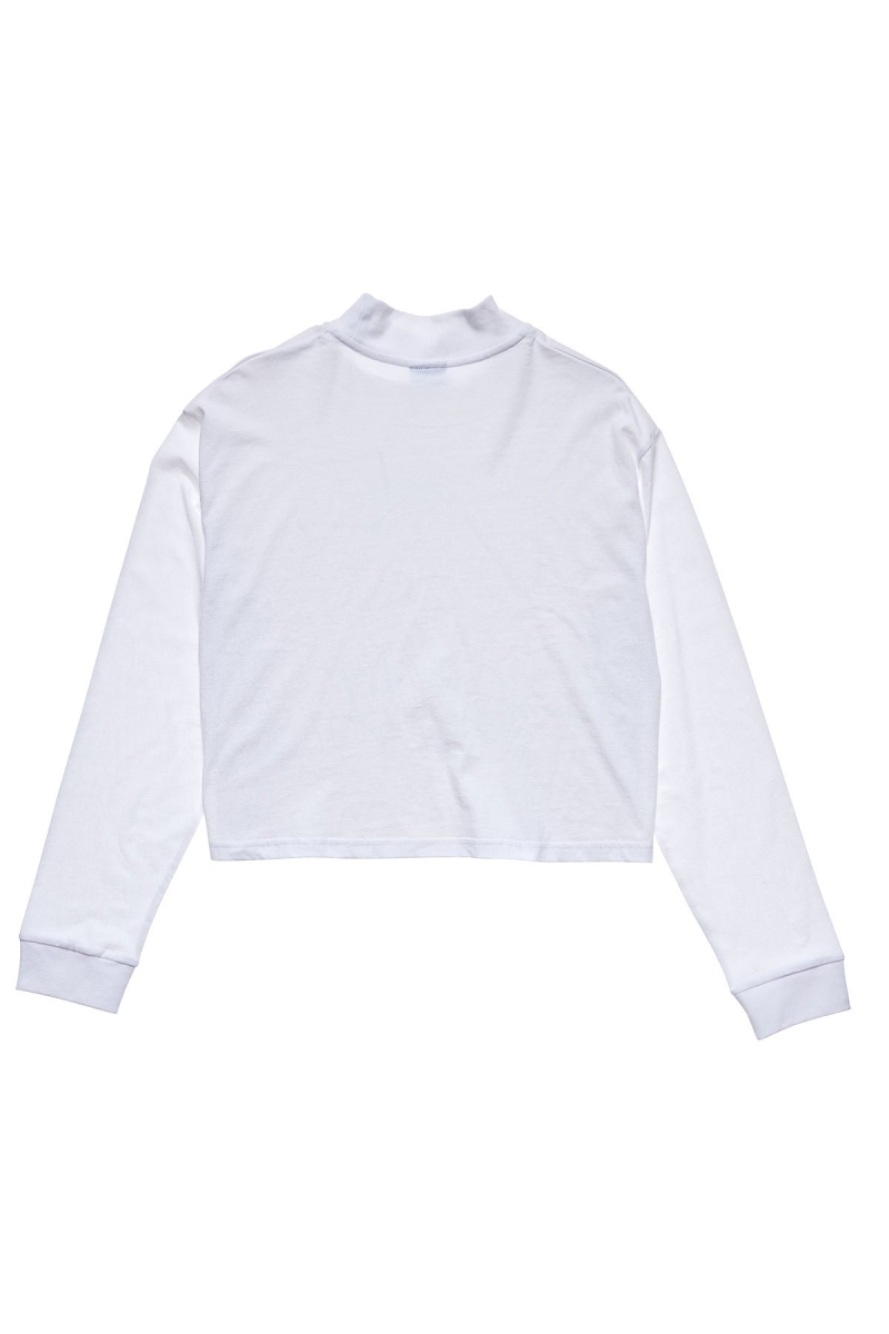 White Stussy Maui Mock Neck LS Women's Sweatshirts | USA000939