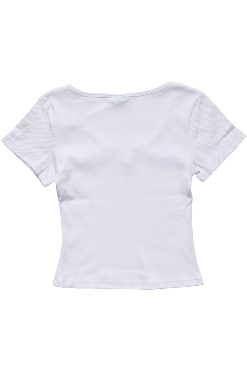 White Stussy Mission Rib Insert Women's T Shirts | USA000243