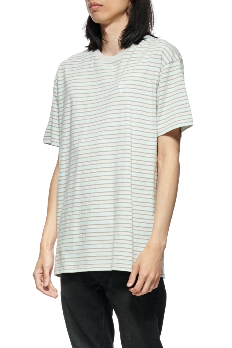 White Stussy Morning Stripe SS Men's T Shirts | USA000248