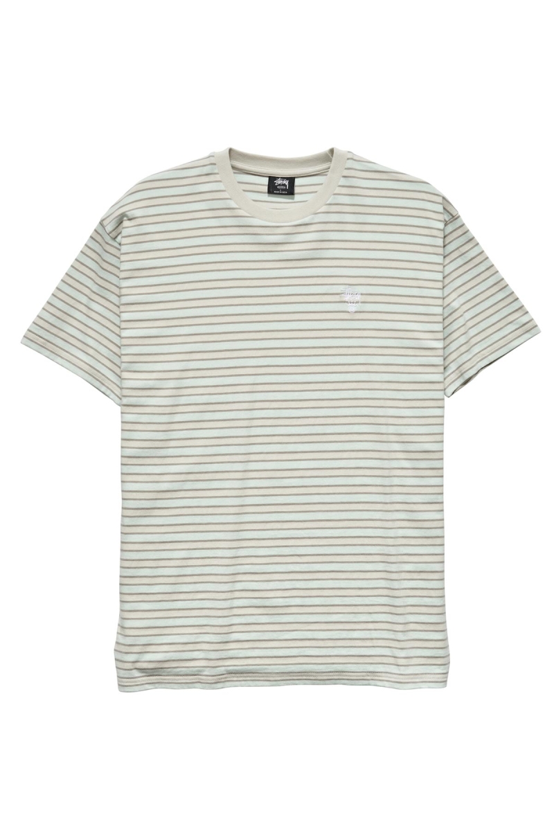 White Stussy Morning Stripe SS Men\'s T Shirts | USA000248