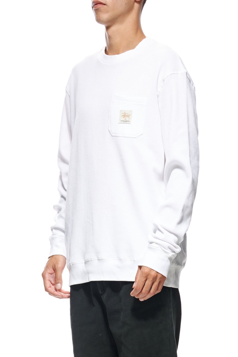 White Stussy Pocket Men's Sweatshirts | USA000951