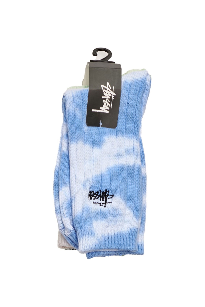 White Stussy Rib Tiedye (3 Pack) Men's Socks | USA000743