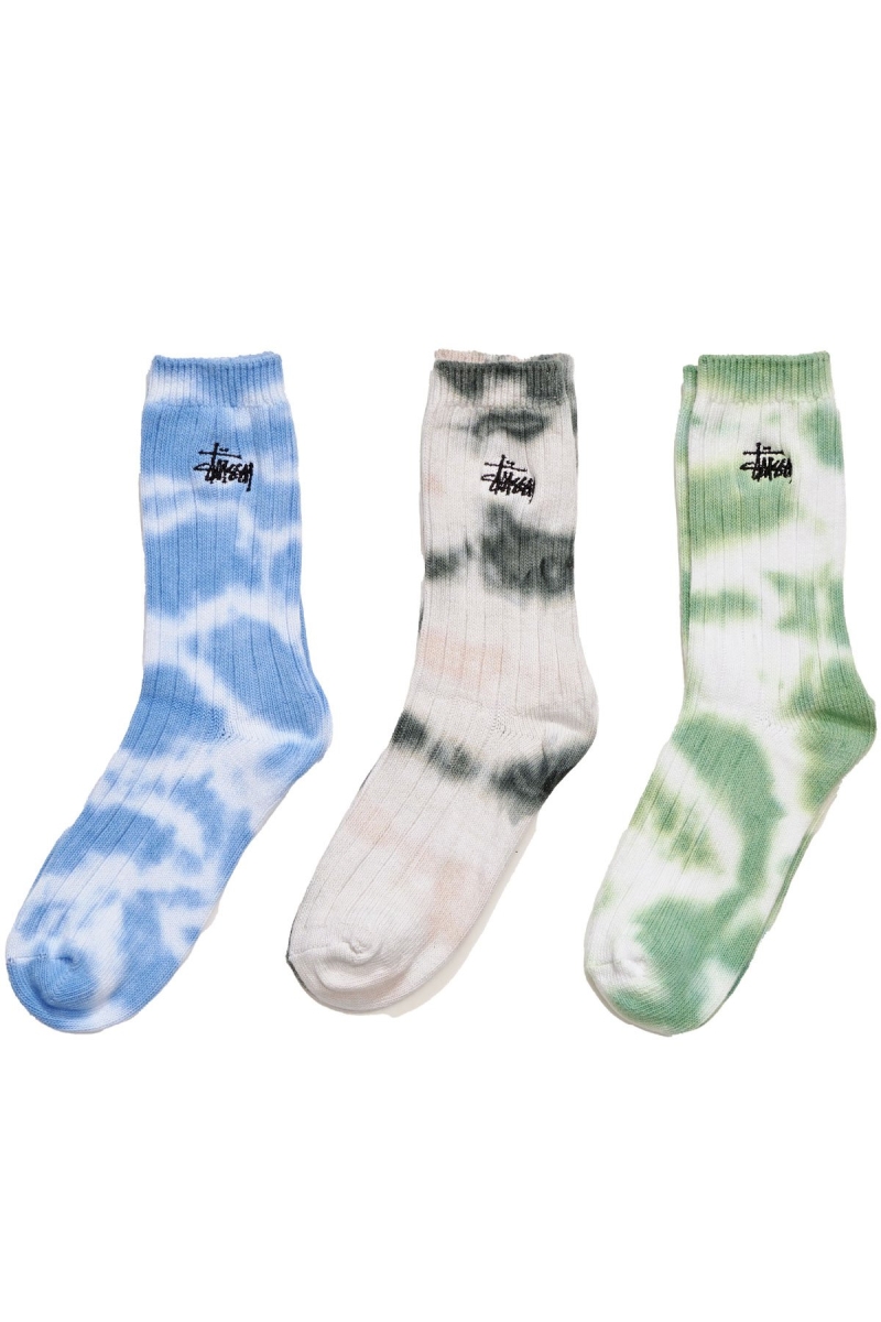 White Stussy Rib Tiedye (3 Pack) Men\'s Socks | USA000743