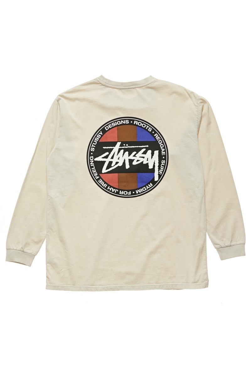 White Stussy Roots Pigment LS Women's Sweatshirts | USA000952