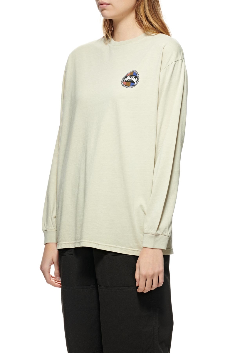 White Stussy Roots Pigment LS Women's Sweatshirts | USA000952