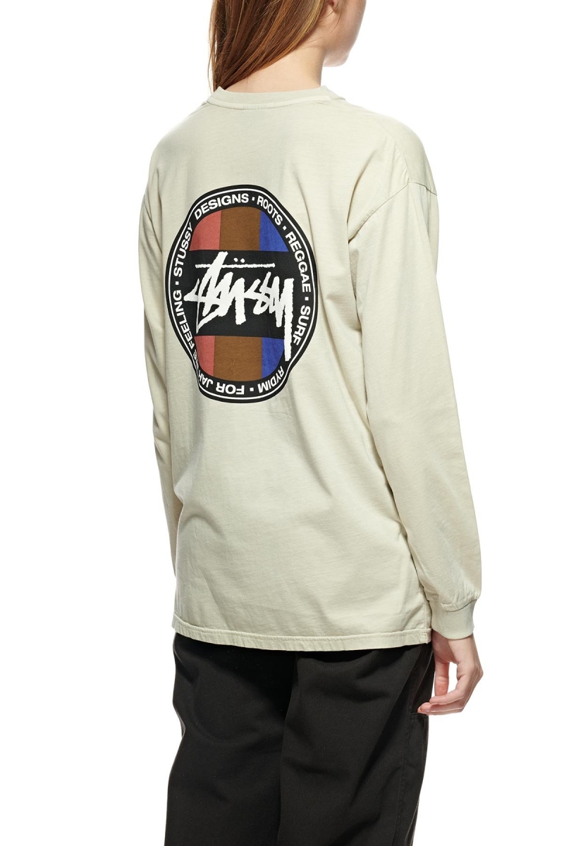 White Stussy Roots Pigment LS Women's Sweatshirts | USA000952