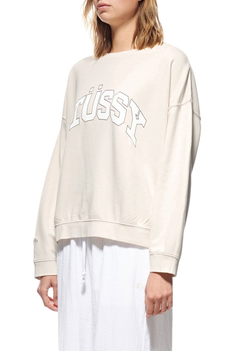 White Stussy Scholarship BF Crew Women's Sweaters | USA000850