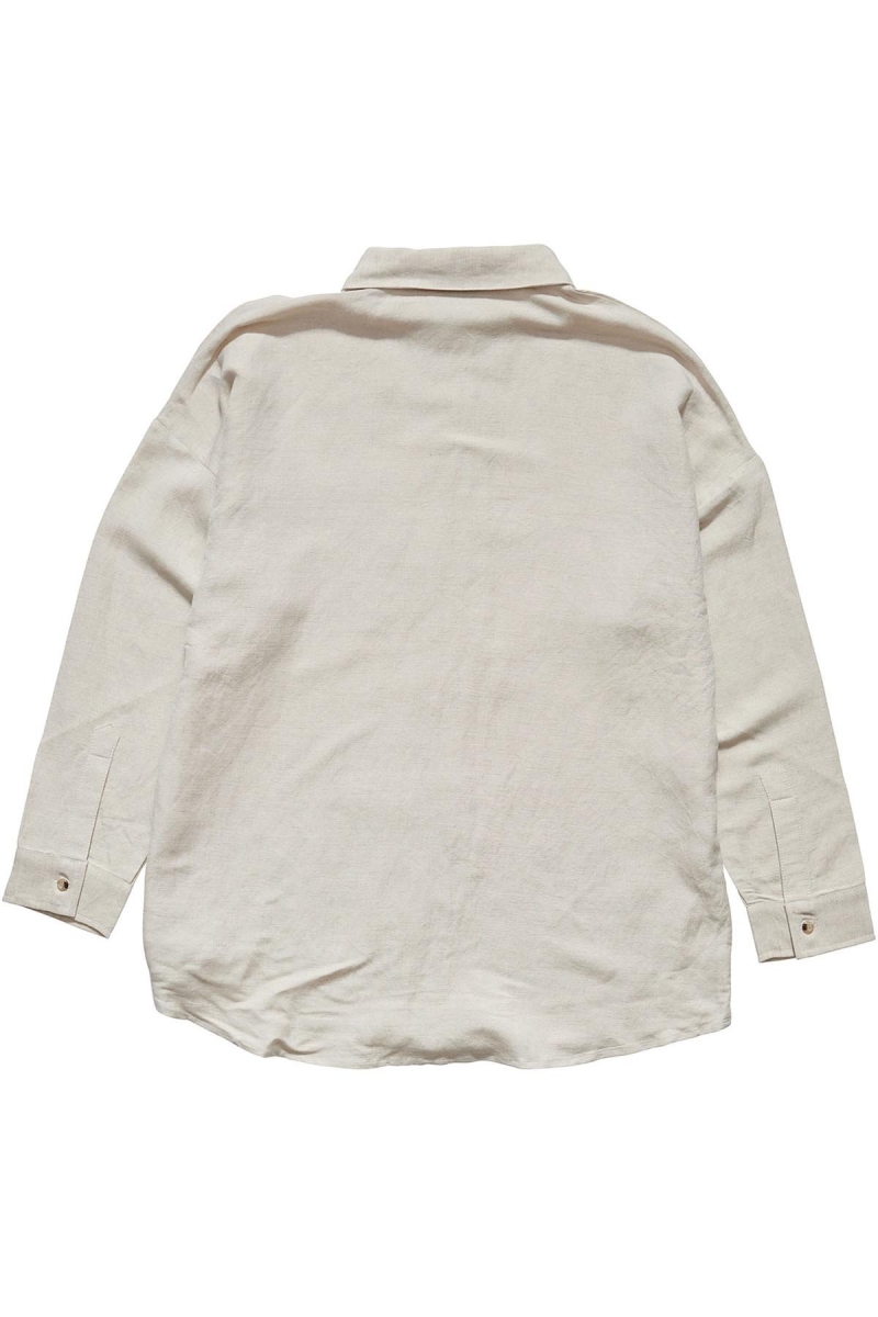 White Stussy Shoreline BF Linen Shirt Women's Sportswear | USA000784