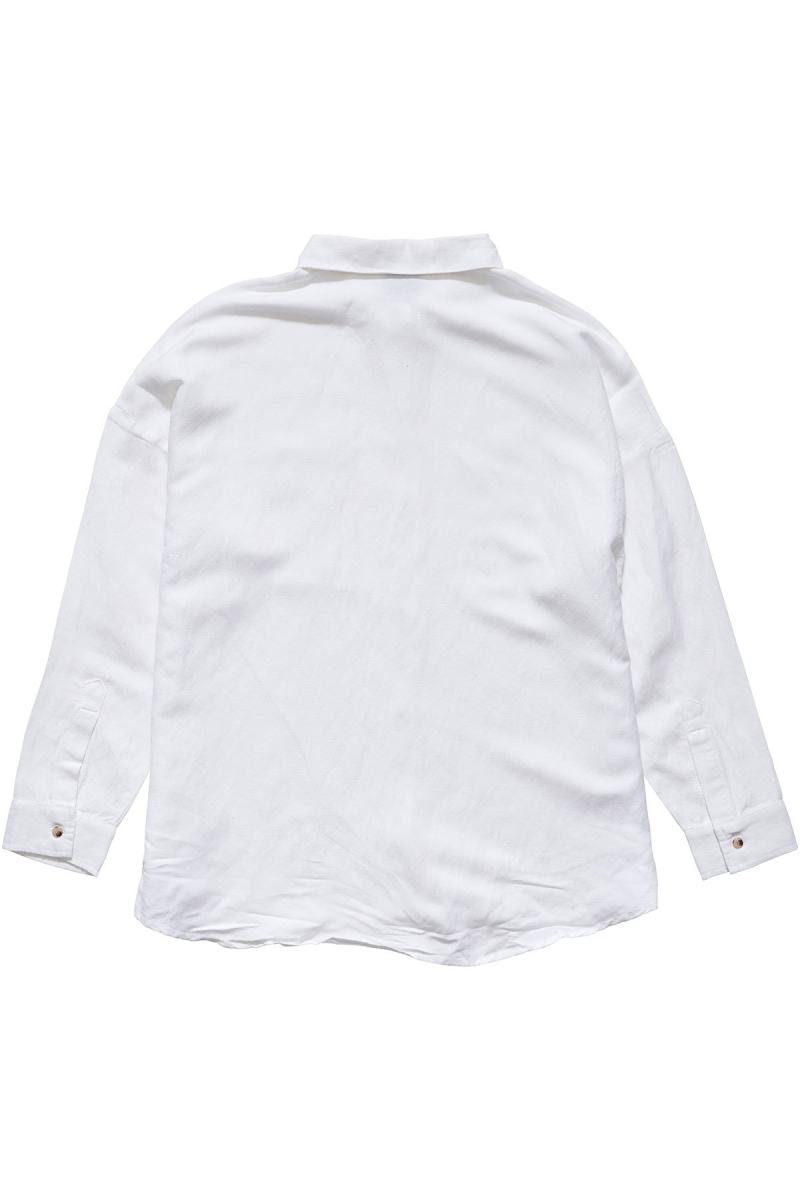 White Stussy Shoreline BF Linen Shirt Women's Sportswear | USA000786