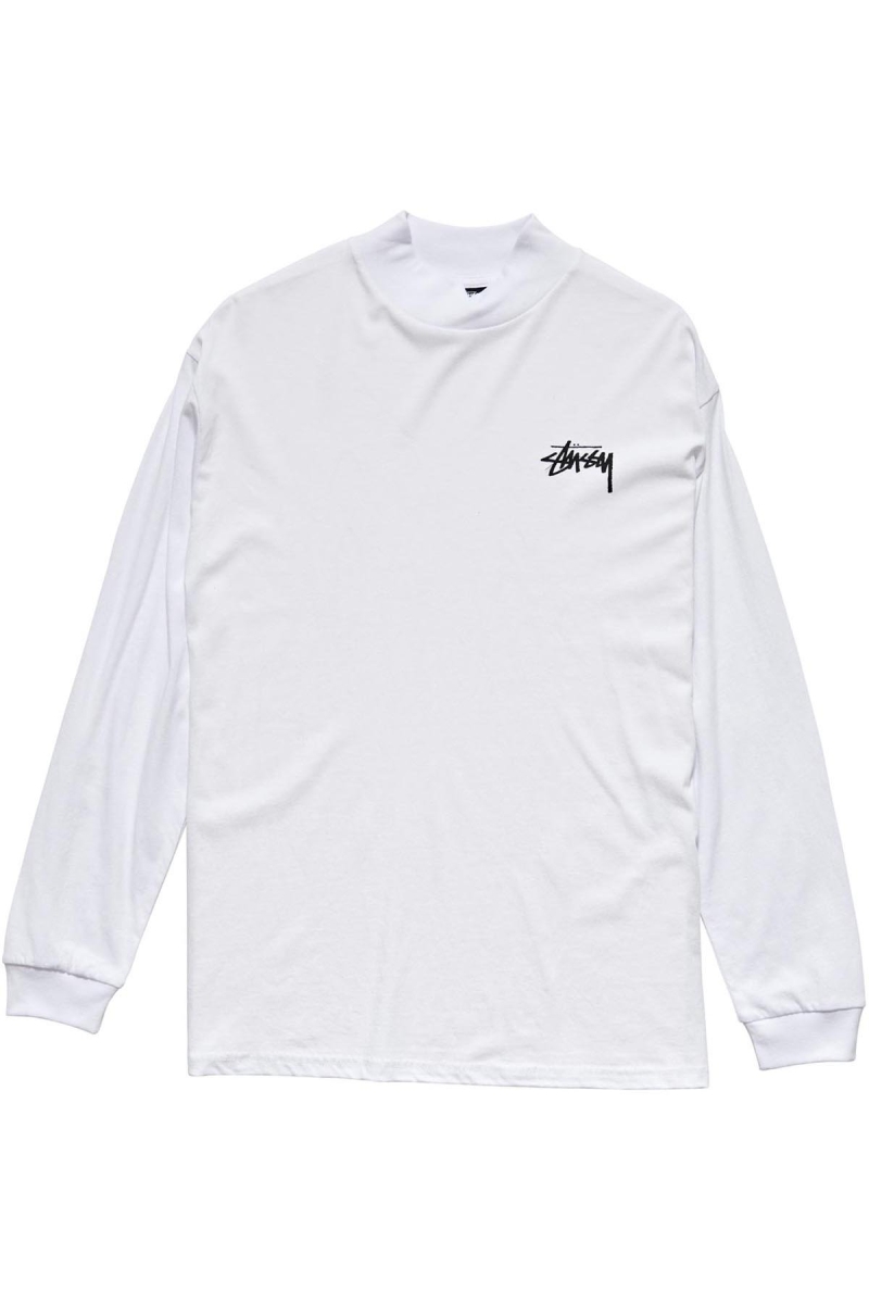 White Stussy Shrooms Mock Neck LS Women's Sweatshirts | USA000954