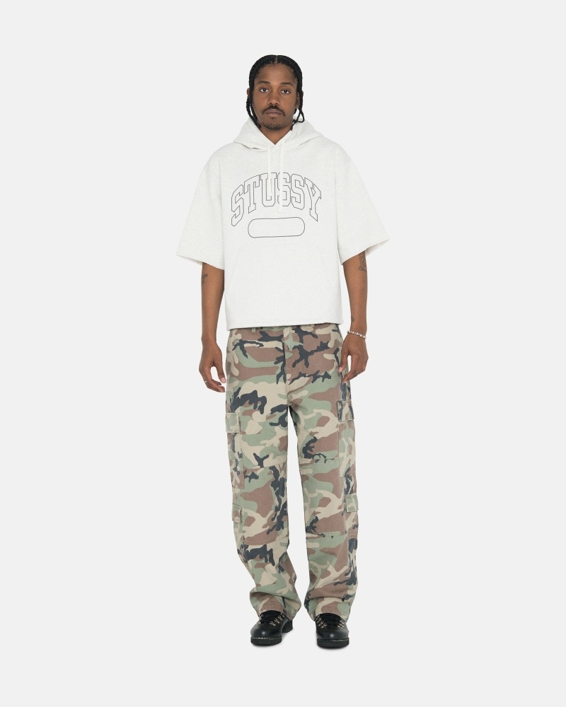 White Stussy Ss Boxy Cropped Men's Hoodies | USA000072