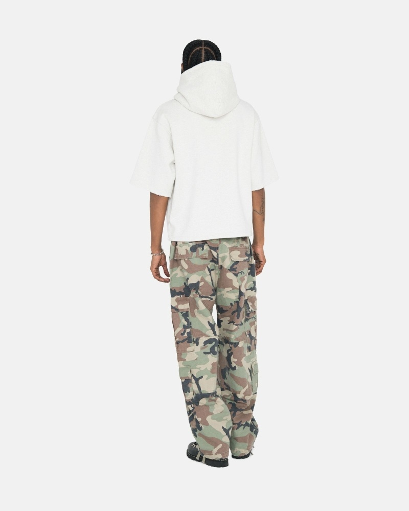 White Stussy Ss Boxy Cropped Men's Hoodies | USA000072