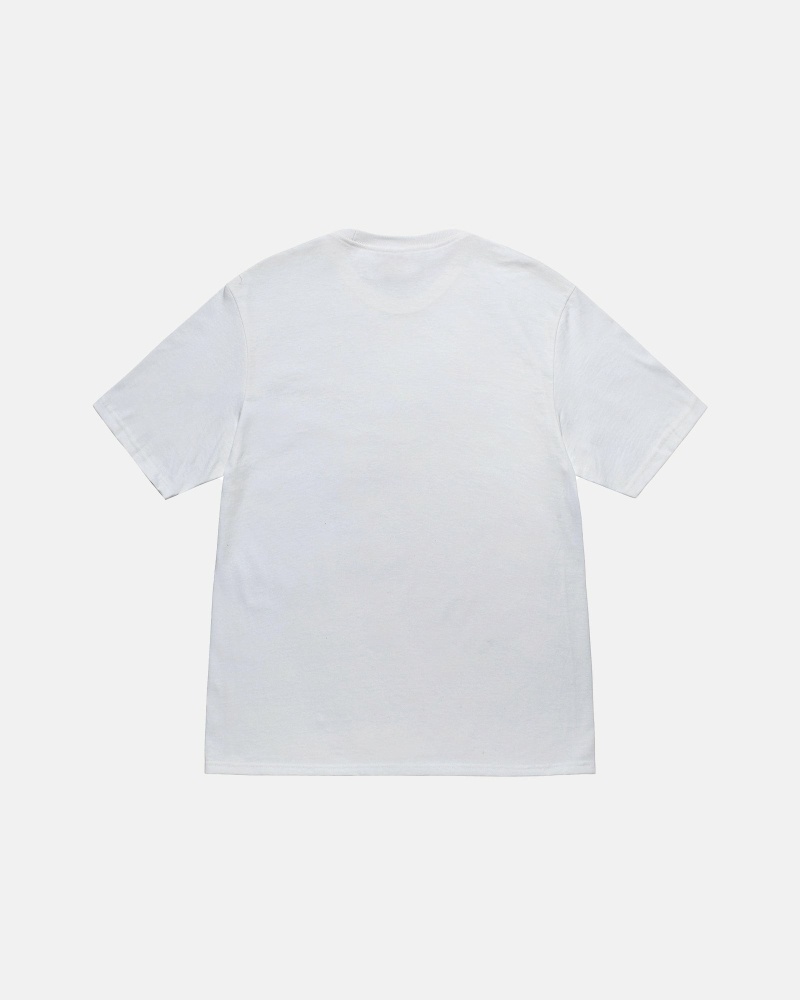 White Stussy Stamp Men's T Shirts | USA000269