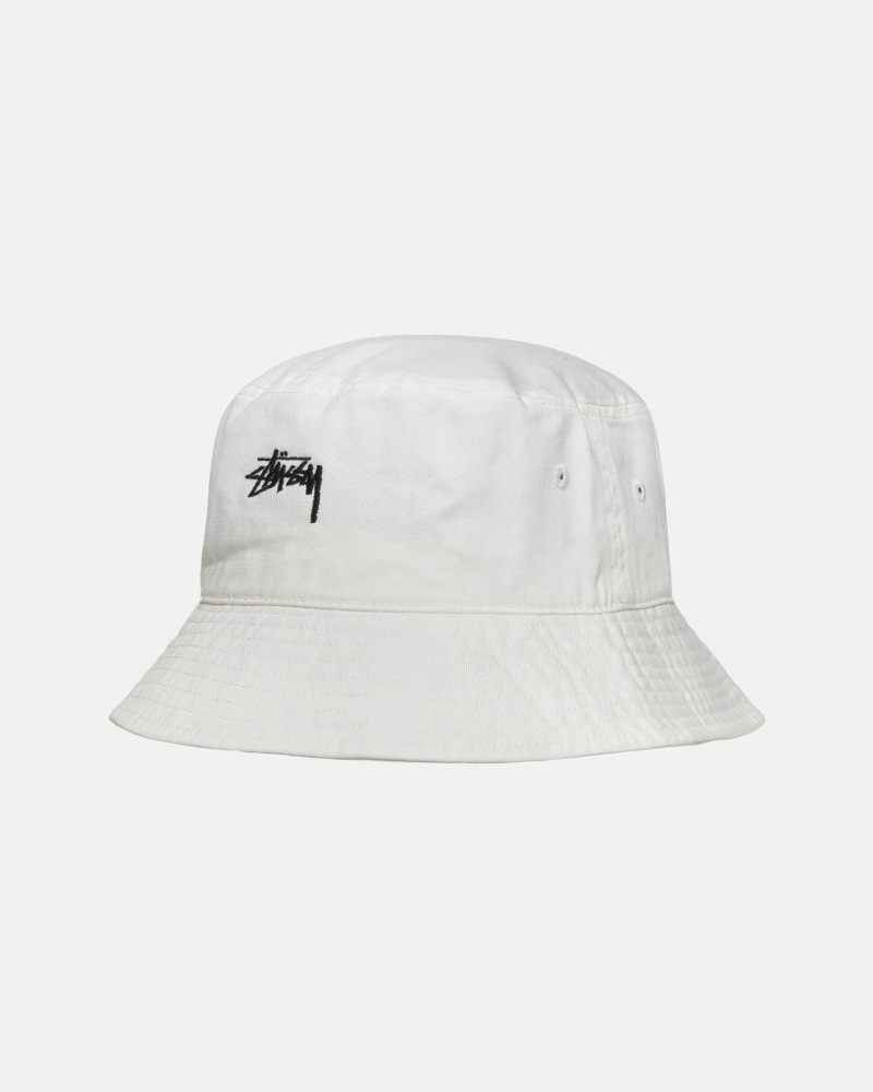 White Stussy Stock Men's Bucket Hats | USA000481