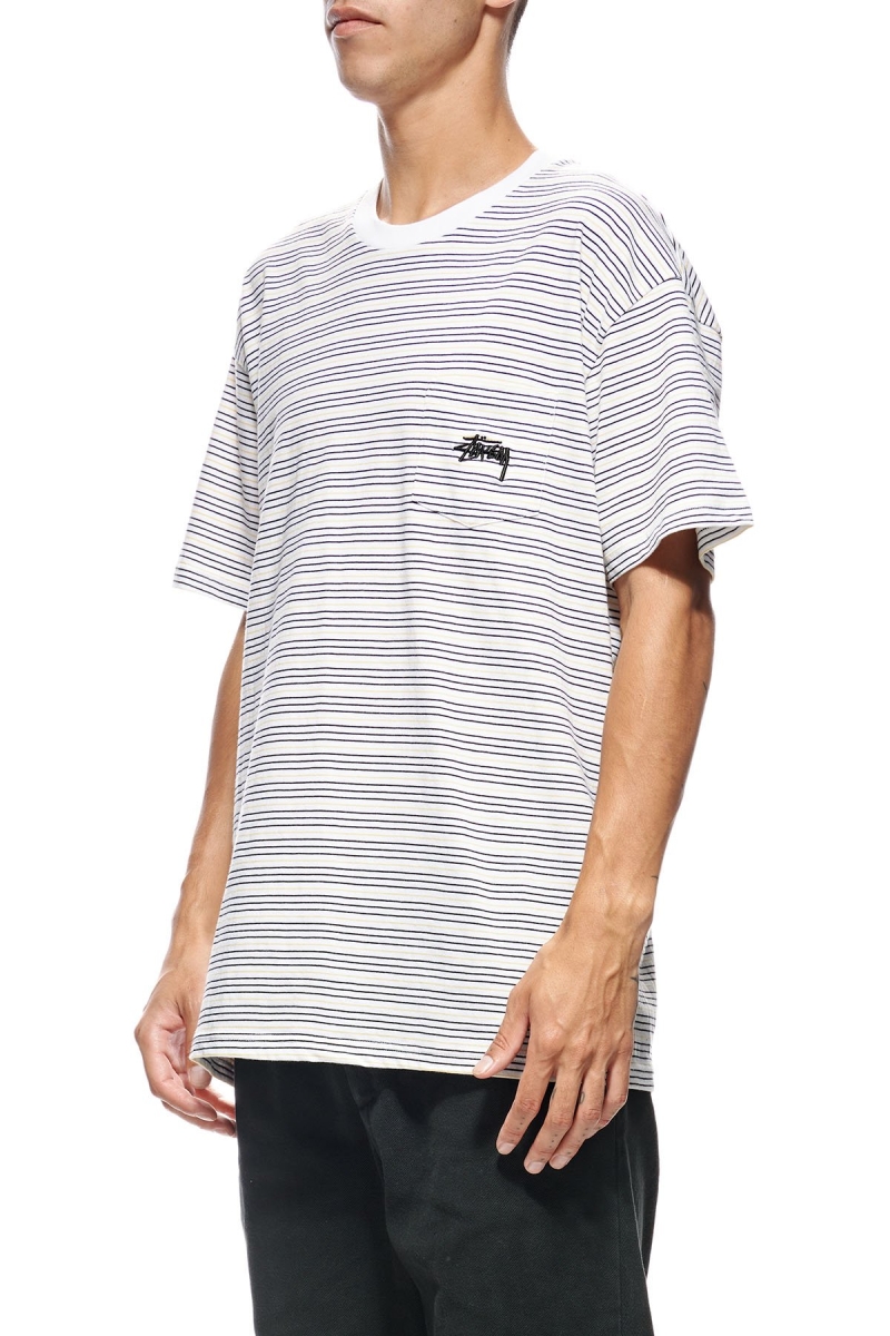 White Stussy Stock Pocket SS Men's T Shirts | USA000275