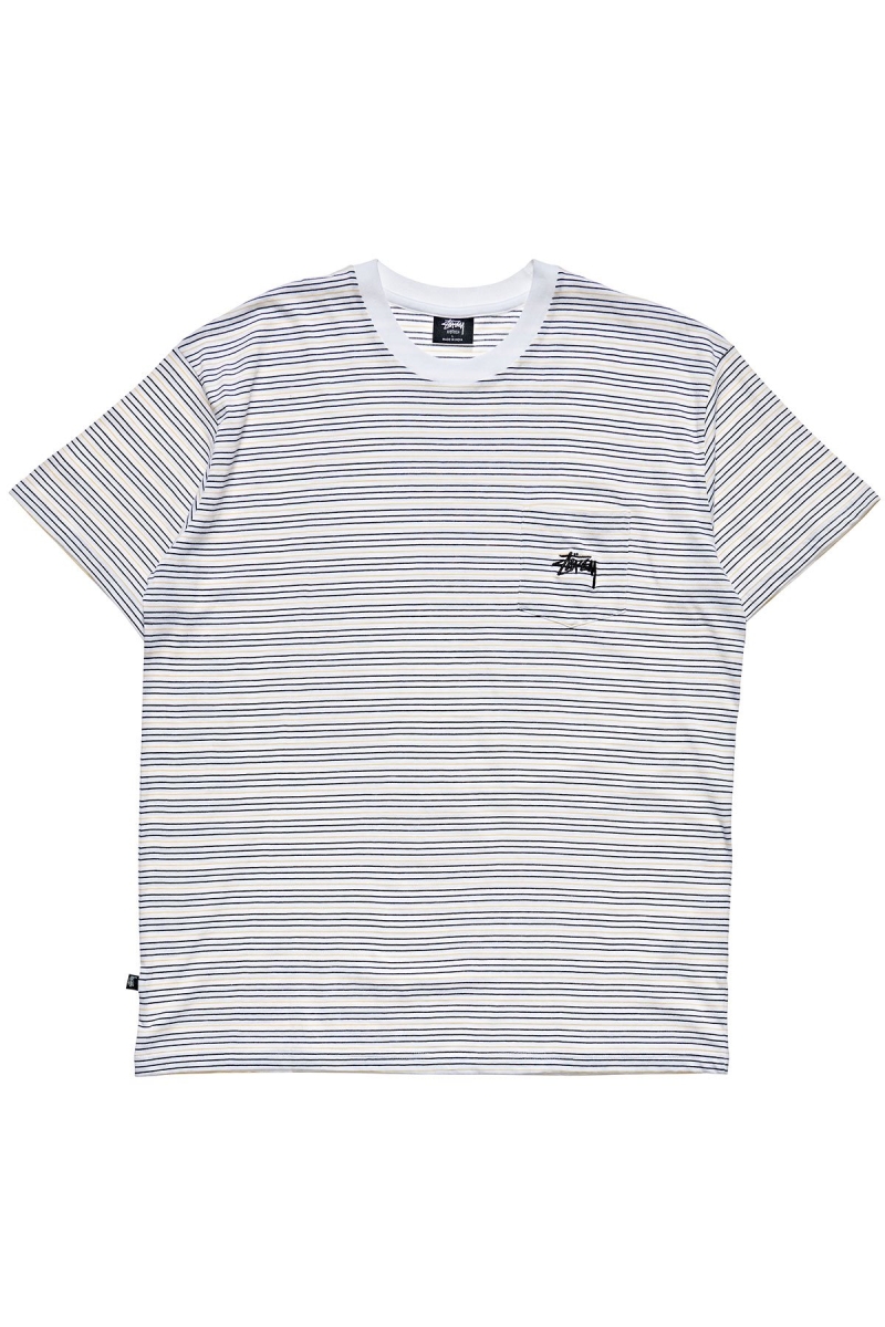 White Stussy Stock Pocket SS Men\'s T Shirts | USA000275