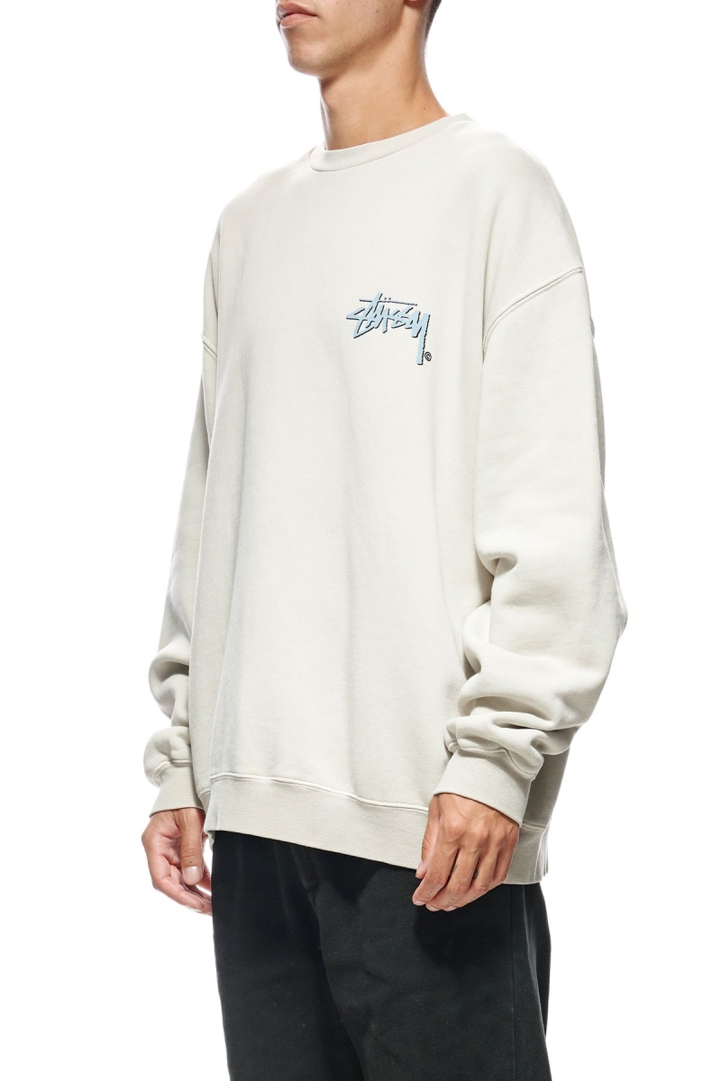 White Stussy Stock Shadow Crew Men's Sweaters | USA000855