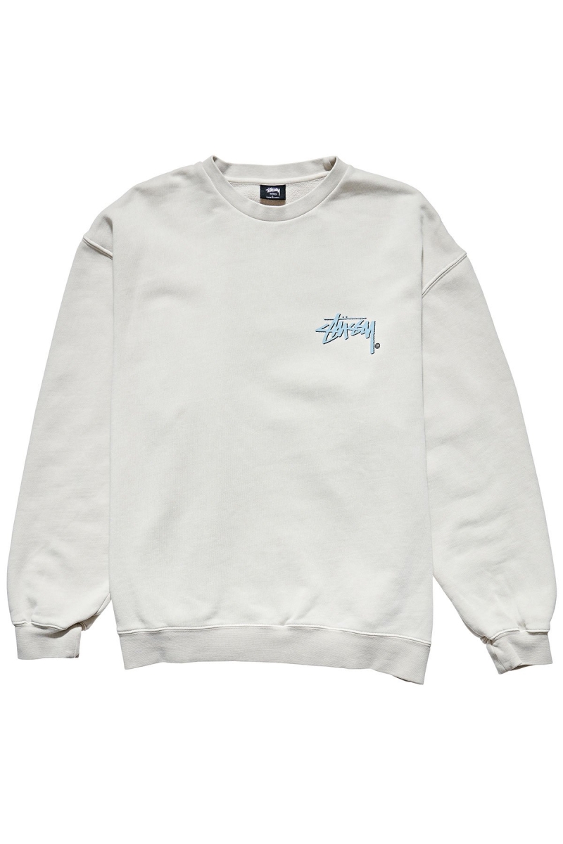 White Stussy Stock Shadow Crew Men\'s Sweaters | USA000855