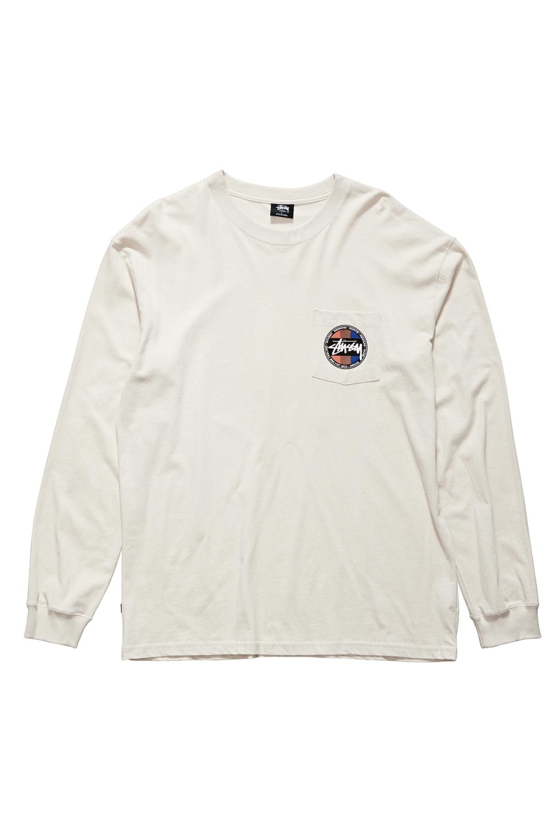 White Stussy Surf Dot Pocket Tee Men's Sweatshirts | USA000958