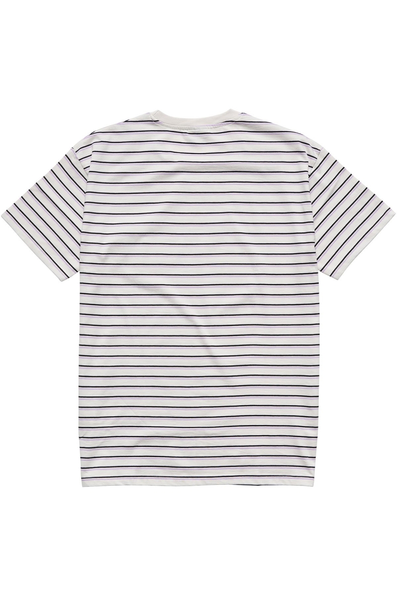 White Stussy Text Pocket Stripe Men's T Shirts | USA000277