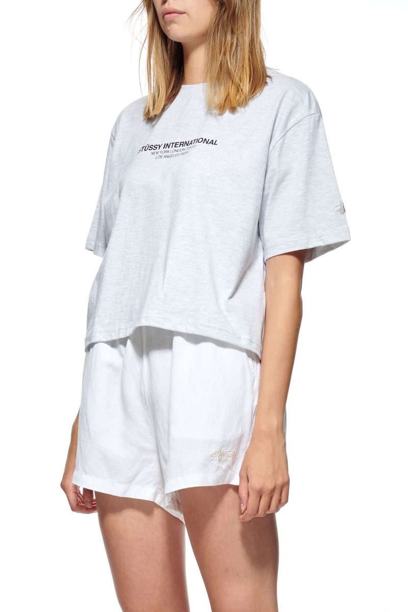 White Stussy Text Waisted OS Tee Women's Sportswear | USA000798