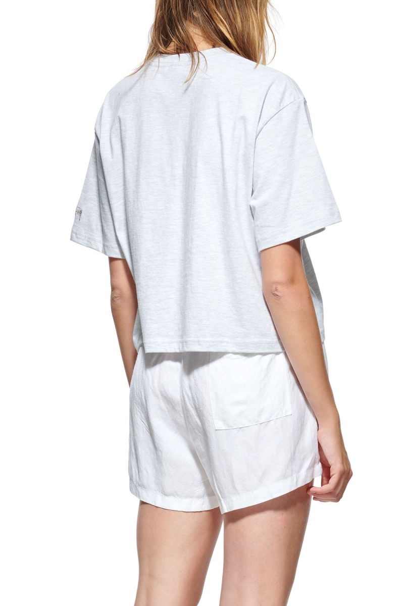 White Stussy Text Waisted OS Tee Women's Sportswear | USA000798