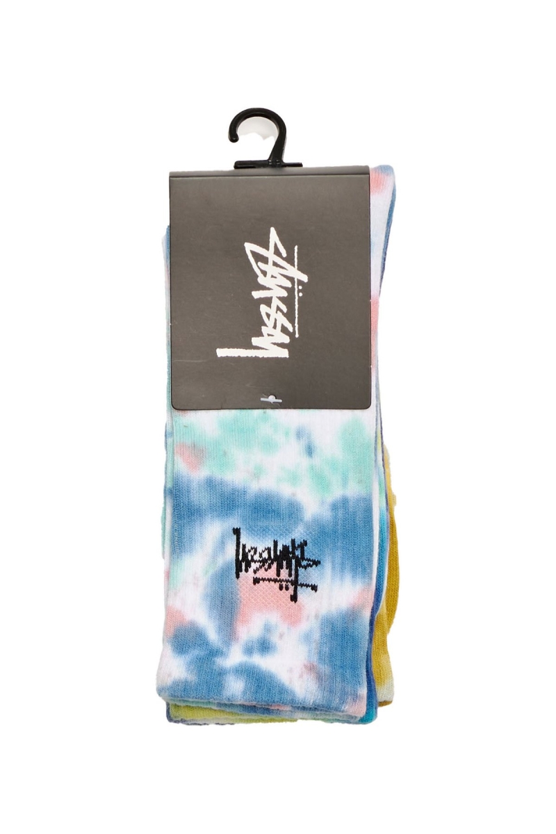 White Stussy Tie Dye (3 Pack) Women's Socks | USA000745