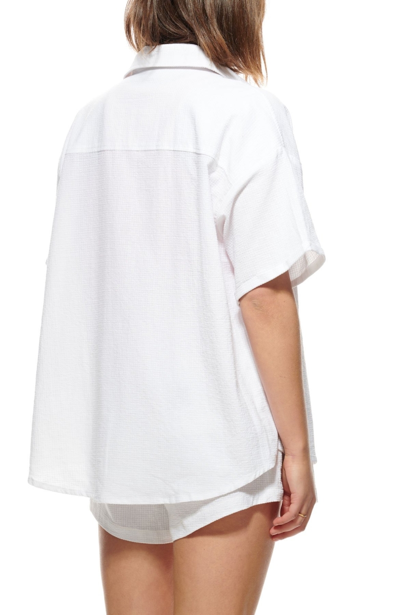 White Stussy Vermont OS Shirt Women's Sportswear | USA000801